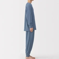 Sale Muji Conjunto de pijama forro polar texturizado de manga larga para hombre