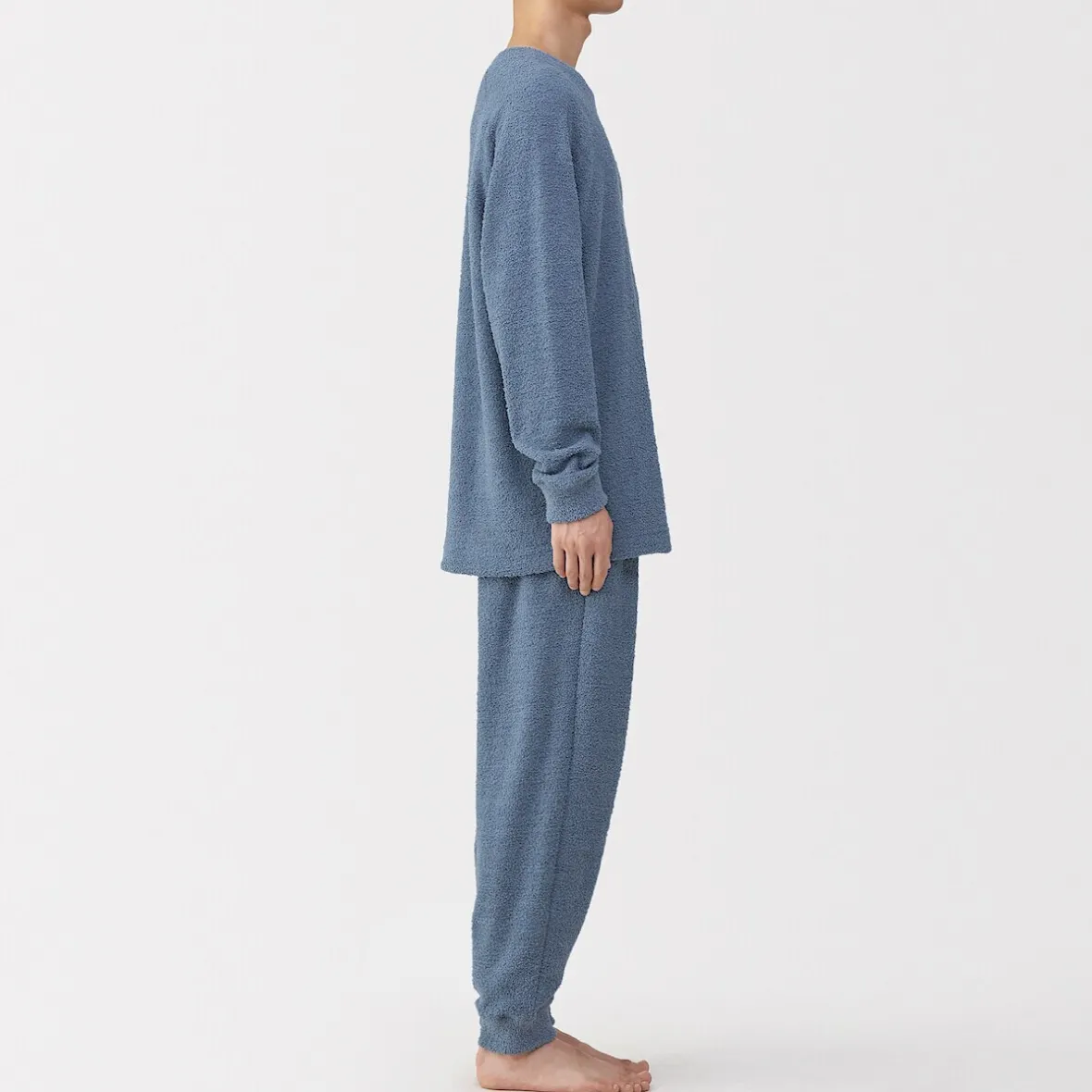 Sale Muji Conjunto de pijama forro polar texturizado de manga larga para hombre