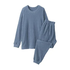 Sale Muji Conjunto de pijama forro polar texturizado de manga larga para hombre