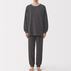 Sale Muji Conjunto de pijama forro polar texturizado de manga larga para hombre