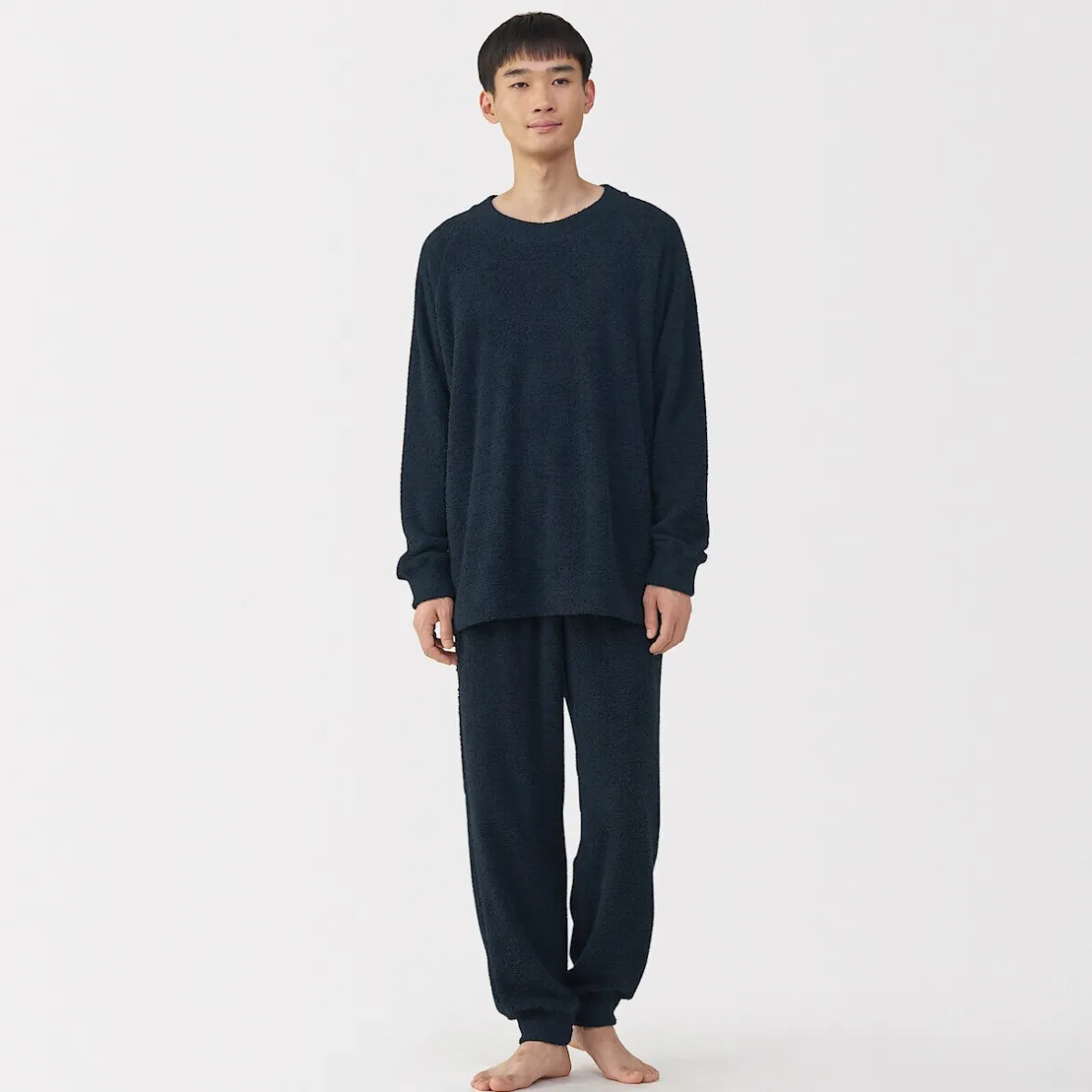Sale Muji Conjunto de pijama forro polar texturizado de manga larga para hombre