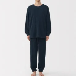 Sale Muji Conjunto de pijama forro polar texturizado de manga larga para hombre