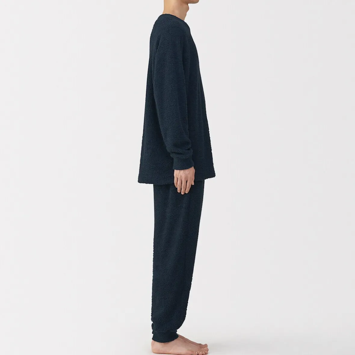 Sale Muji Conjunto de pijama forro polar texturizado de manga larga para hombre