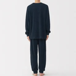 Sale Muji Conjunto de pijama forro polar texturizado de manga larga para hombre