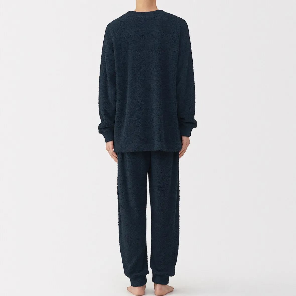 Sale Muji Conjunto de pijama forro polar texturizado de manga larga para hombre