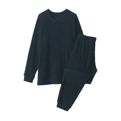 Sale Muji Conjunto de pijama forro polar texturizado de manga larga para hombre
