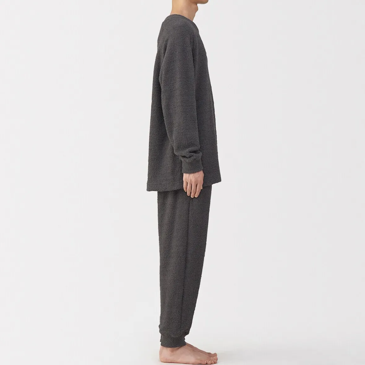 Sale Muji Conjunto de pijama forro polar texturizado de manga larga para hombre