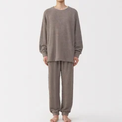 Sale Muji Conjunto de pijama forro polar texturizado de manga larga para hombre