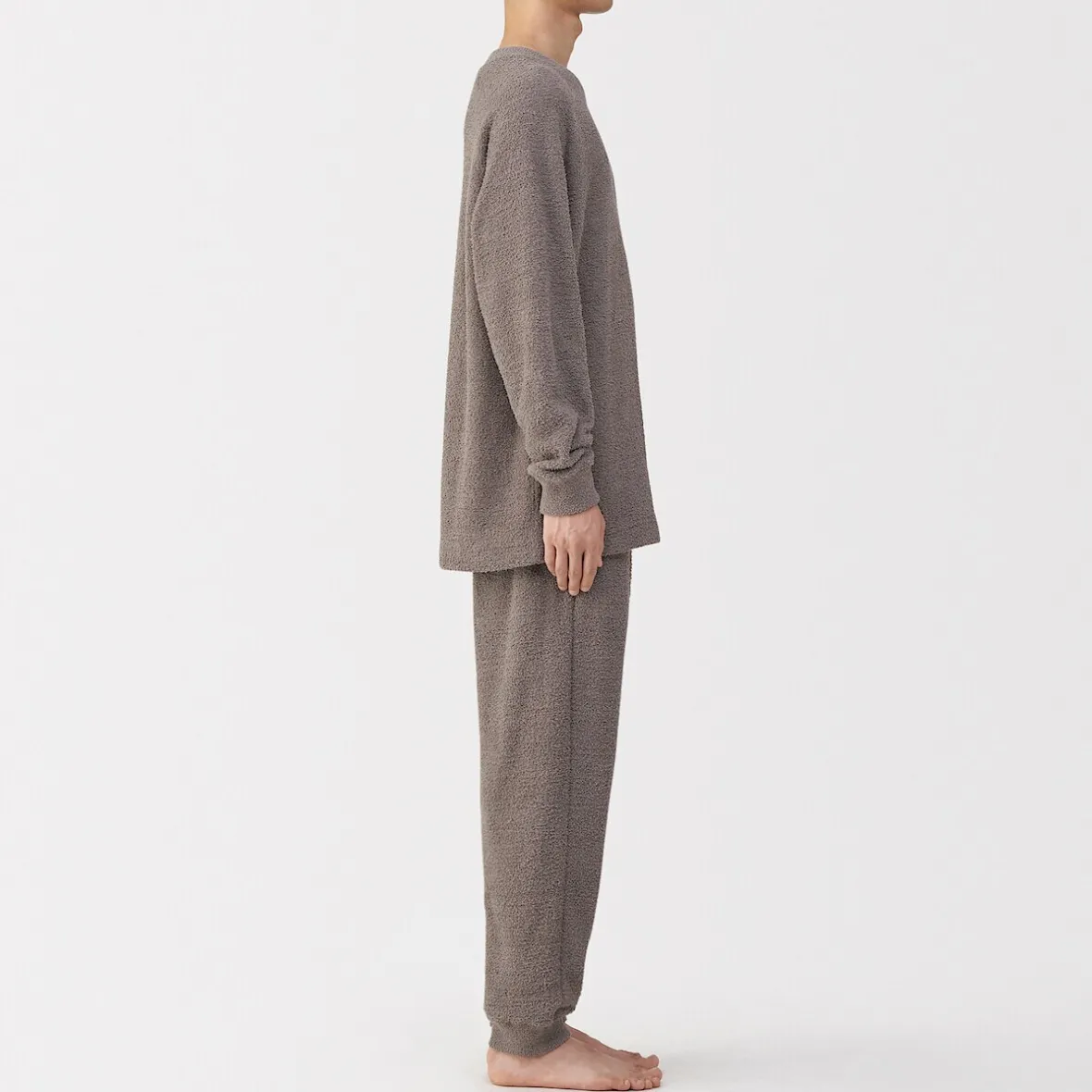 Sale Muji Conjunto de pijama forro polar texturizado de manga larga para hombre