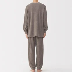 Sale Muji Conjunto de pijama forro polar texturizado de manga larga para hombre