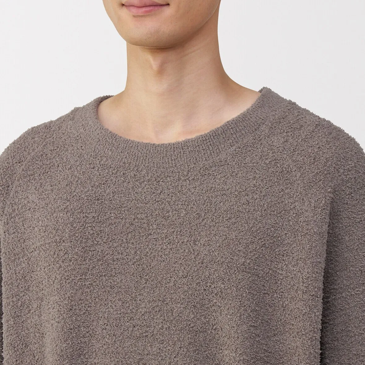 Sale Muji Conjunto de pijama forro polar texturizado de manga larga para hombre