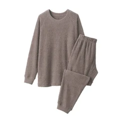 Sale Muji Conjunto de pijama forro polar texturizado de manga larga para hombre