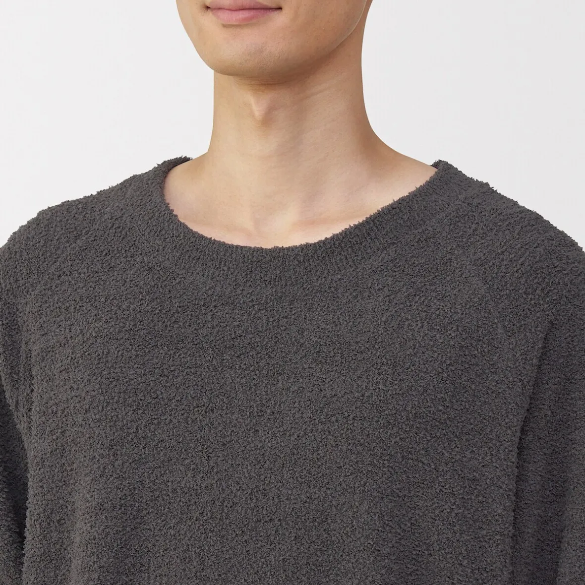 Sale Muji Conjunto de pijama forro polar texturizado de manga larga para hombre