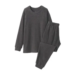 Sale Muji Conjunto de pijama forro polar texturizado de manga larga para hombre