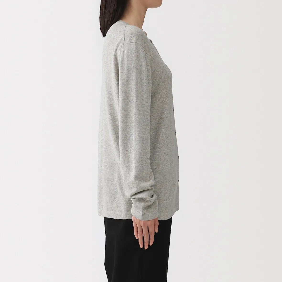 Online Muji Cárdigan con cuello redondo de mezcla de fibras de soja para mujer
