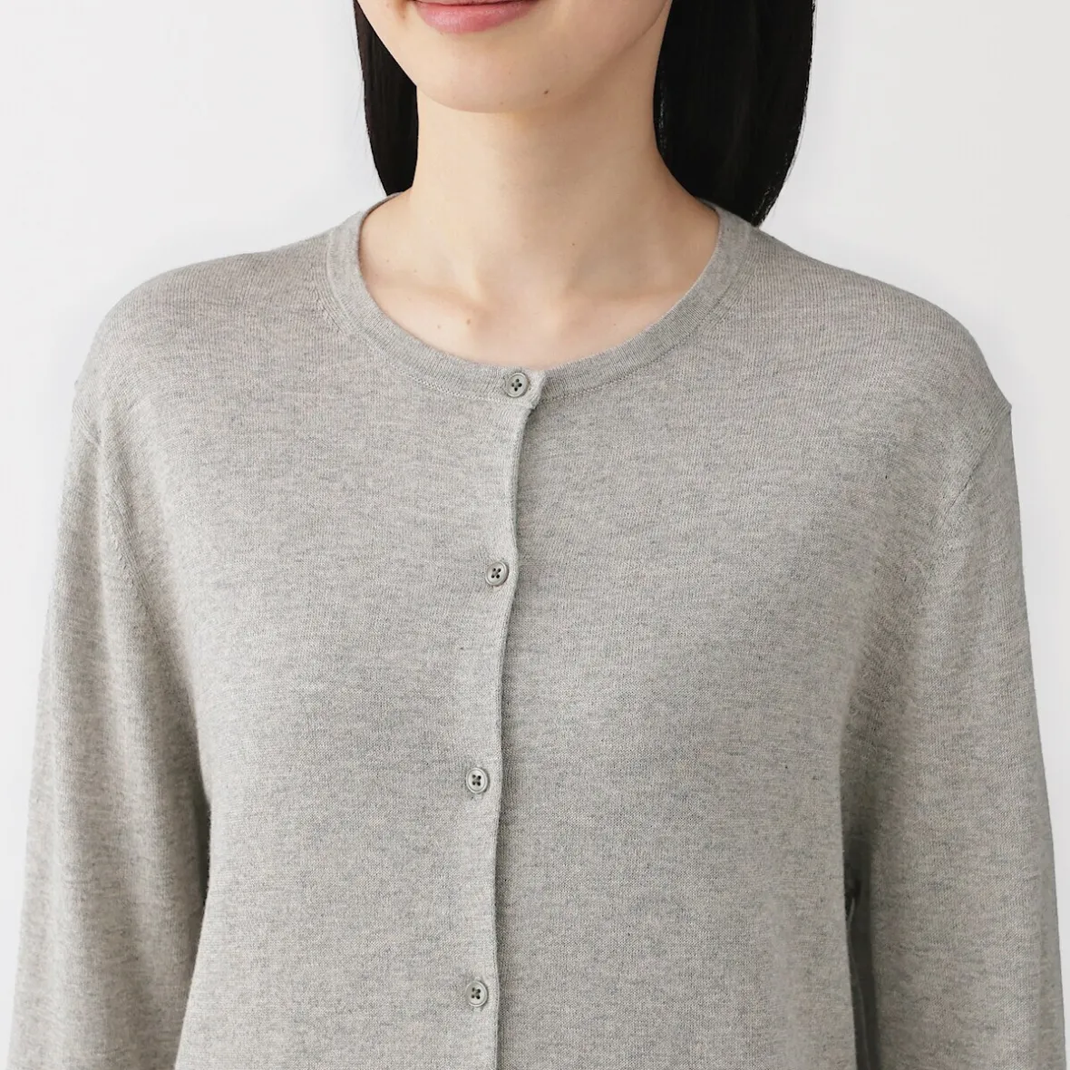 Online Muji Cárdigan con cuello redondo de mezcla de fibras de soja para mujer