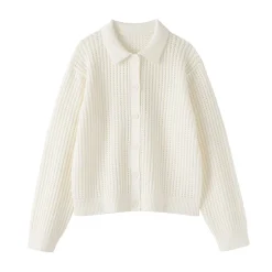 Best Muji Cárdigan de malla de punto de mezcla de algodón para mujer