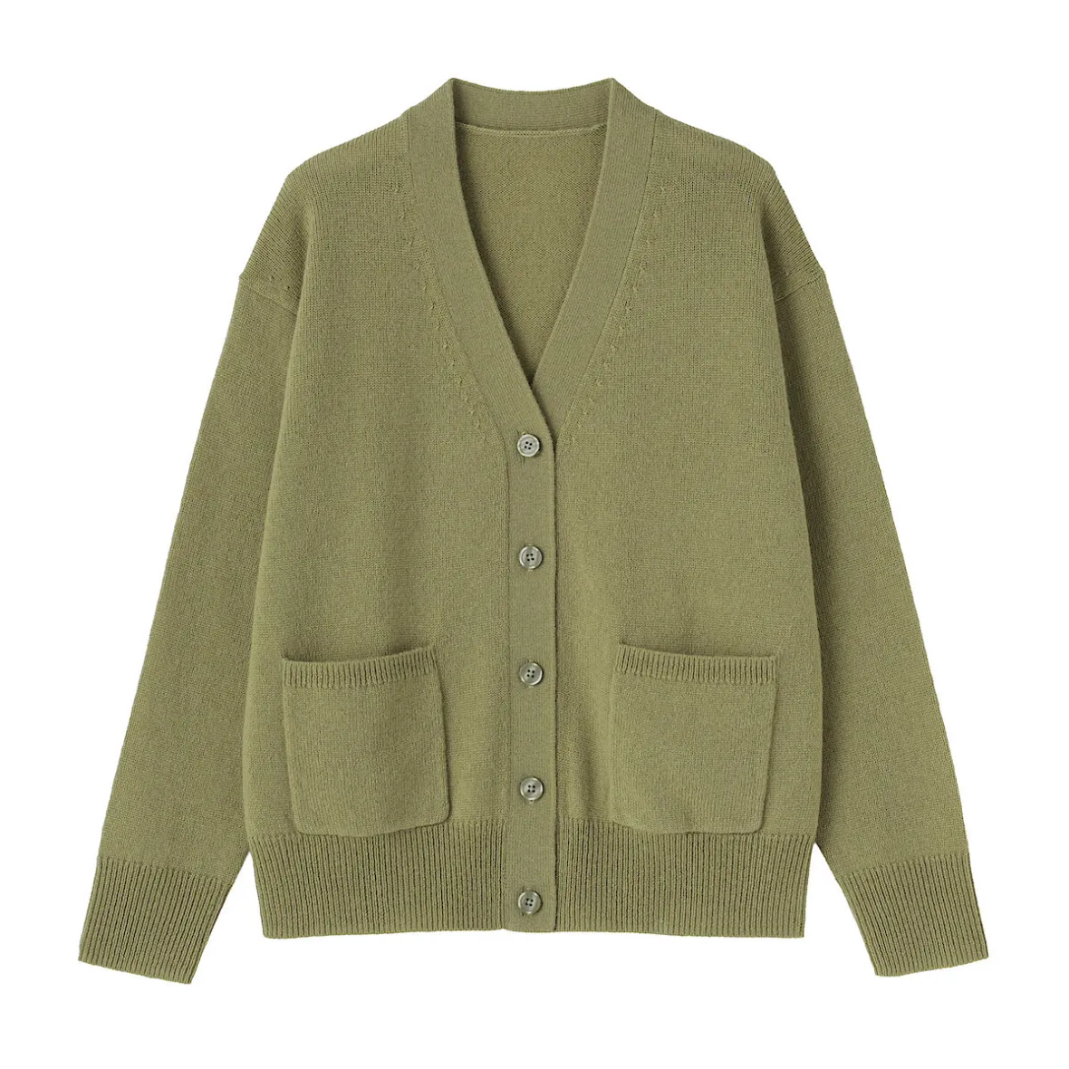 Discount Muji Cárdigan de punto con cuello en V mediano para mujer