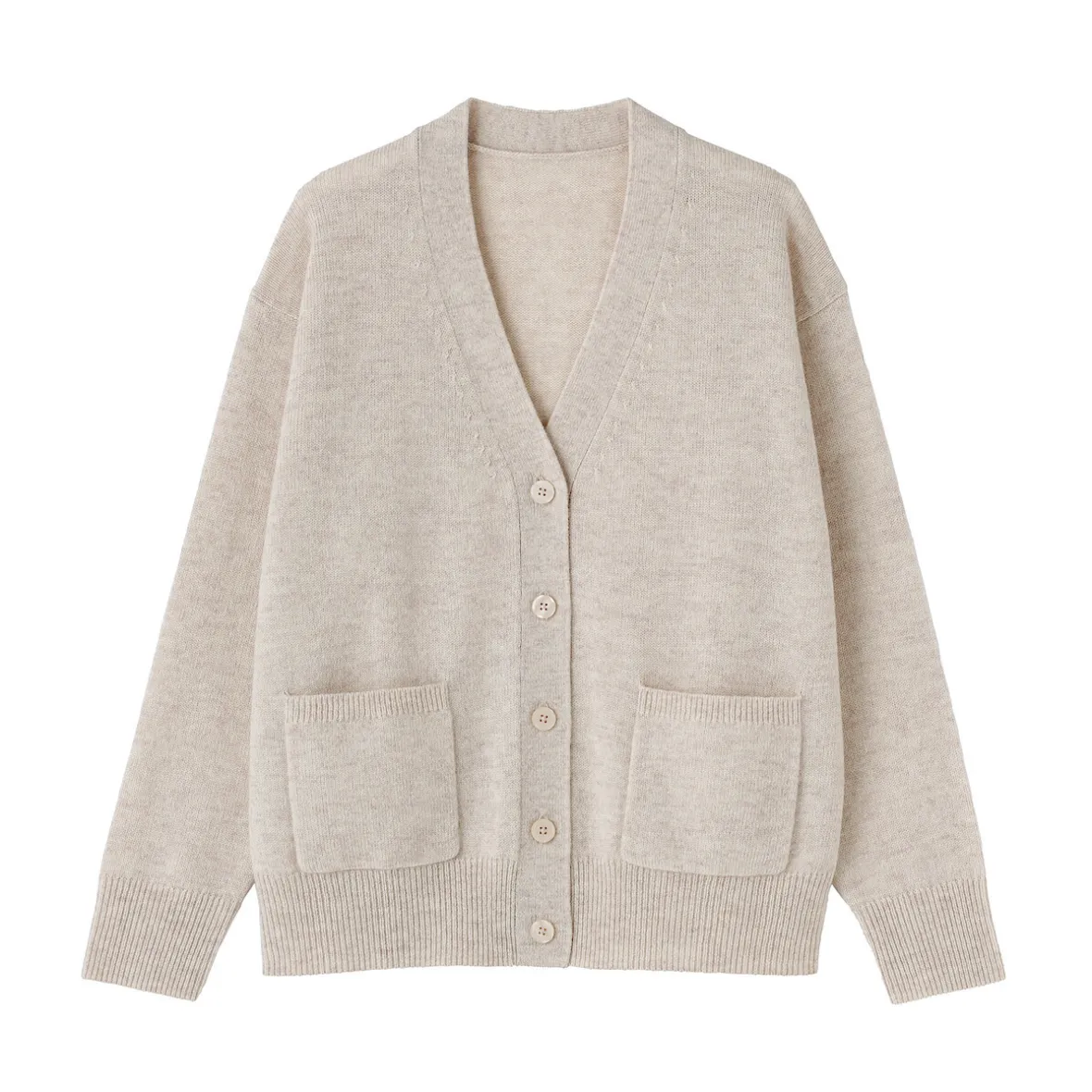 Discount Muji Cárdigan de punto con cuello en V mediano para mujer