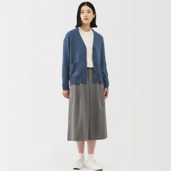 Discount Muji Cárdigan de punto con cuello en V mediano para mujer
