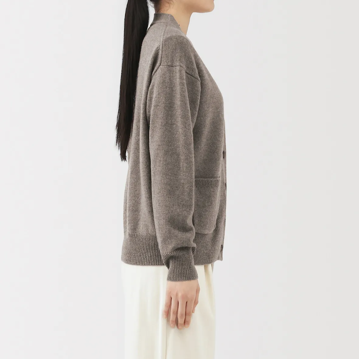 Discount Muji Cárdigan de punto con cuello en V mediano para mujer