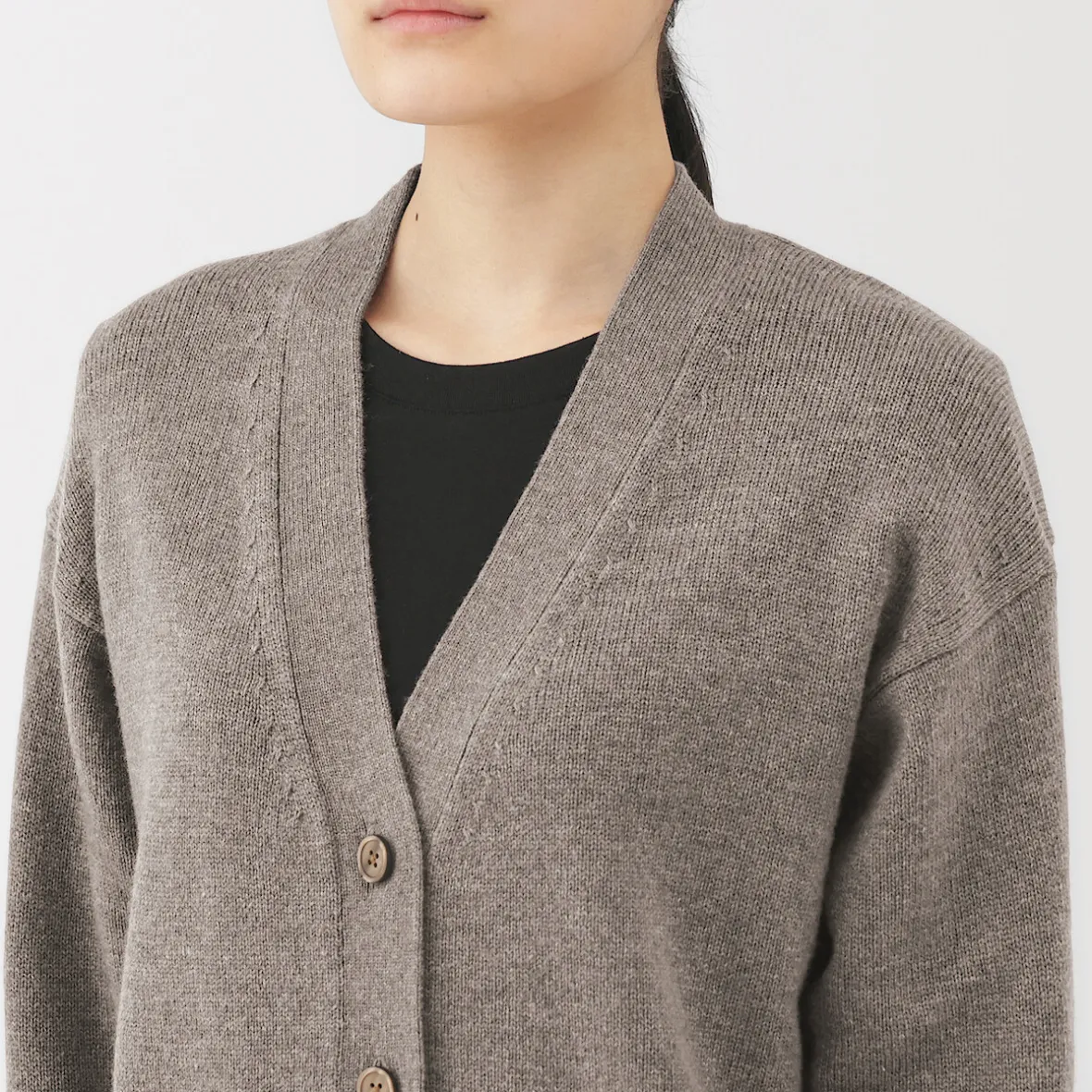 Discount Muji Cárdigan de punto con cuello en V mediano para mujer
