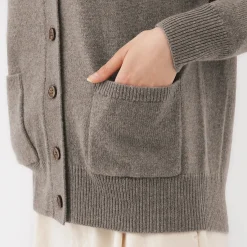 Discount Muji Cárdigan de punto con cuello en V mediano para mujer