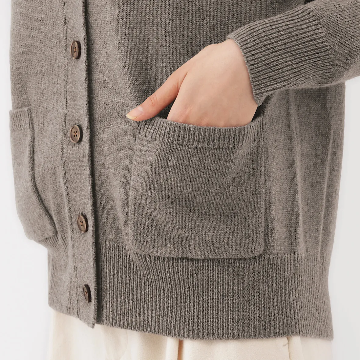 Discount Muji Cárdigan de punto con cuello en V mediano para mujer