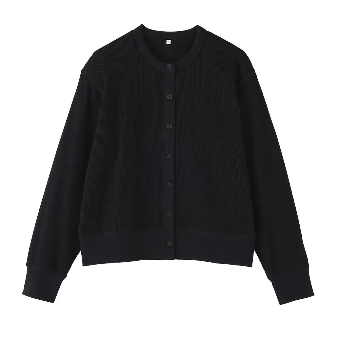 Clearance Muji Cárdigan de punto de algodón y tejido waffle con cuello redondo para mujer