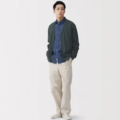 Clearance Muji Cárdigan de punto doble y cuello en V para hombre