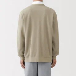 Clearance Muji Cárdigan de punto doble y cuello en V para hombre