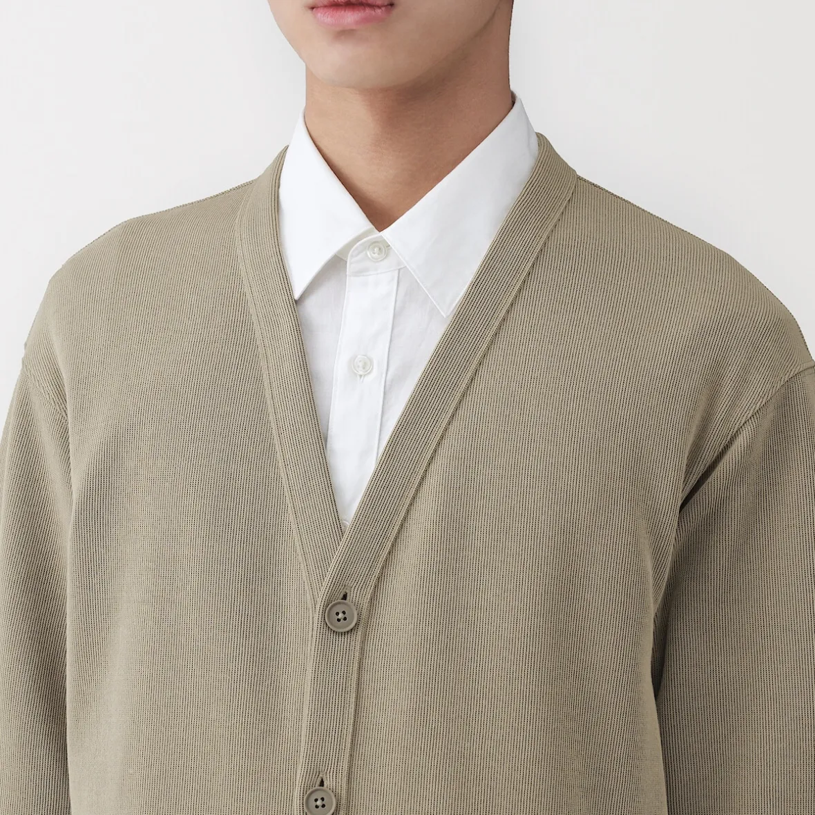 Clearance Muji Cárdigan de punto doble y cuello en V para hombre