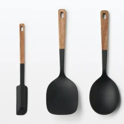 Online Muji Cuchara de cocina de silicona con mango de madera