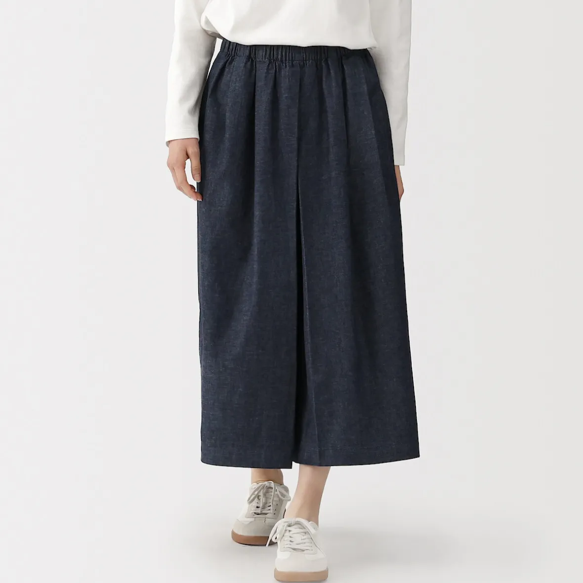Online Muji Culottes ligeros de tejido vaquero y mezcla de kapok para mujer Azul Marino
