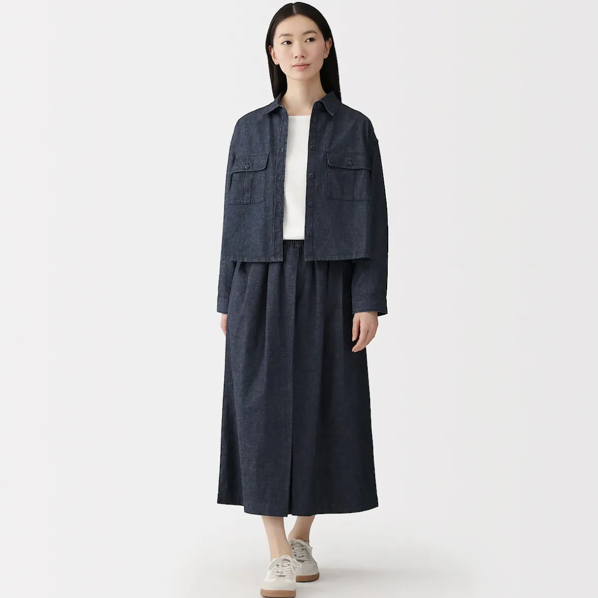 Online Muji Culottes ligeros de tejido vaquero y mezcla de kapok para mujer Azul Marino
