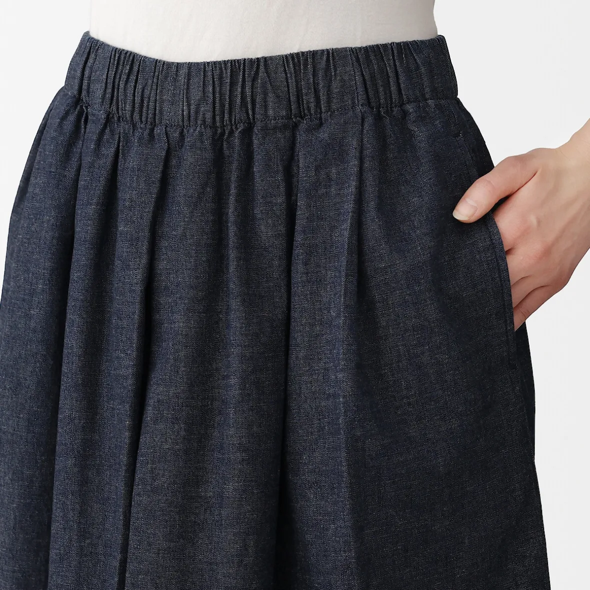 Online Muji Culottes ligeros de tejido vaquero y mezcla de kapok para mujer Azul Marino