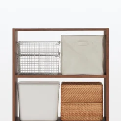 Clearance Muji Estantería ancha de nogal con 3 estantes