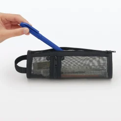 Hot Muji Estuche de malla de nailon para bolígrafos Negro