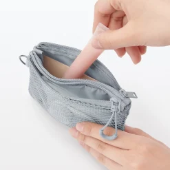 Clearance Muji Estuche pequeño con doble cremallera S Gris