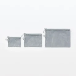 Clearance Muji Estuche pequeño con doble cremallera S Gris