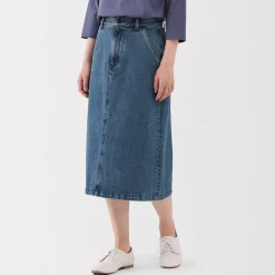 Muji Falda acampanada de mezcla de kapok para mujer