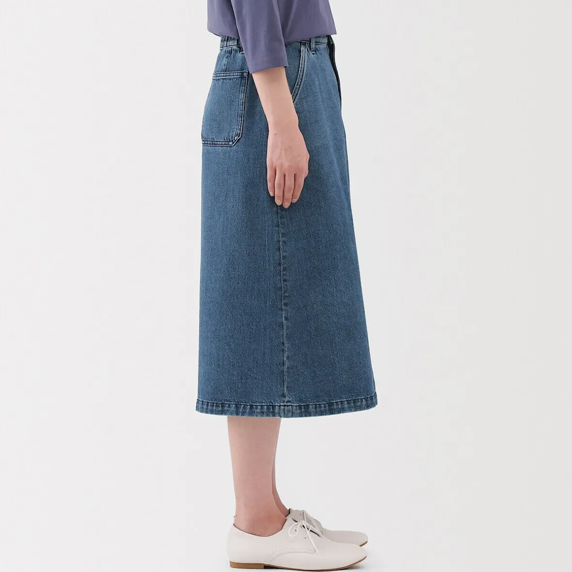 Muji Falda acampanada de mezcla de kapok para mujer