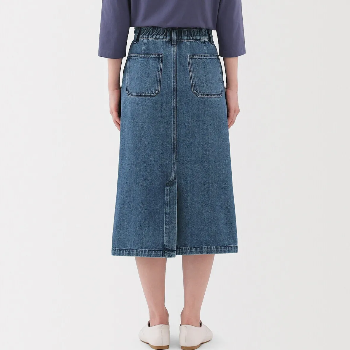 Muji Falda acampanada de mezcla de kapok para mujer