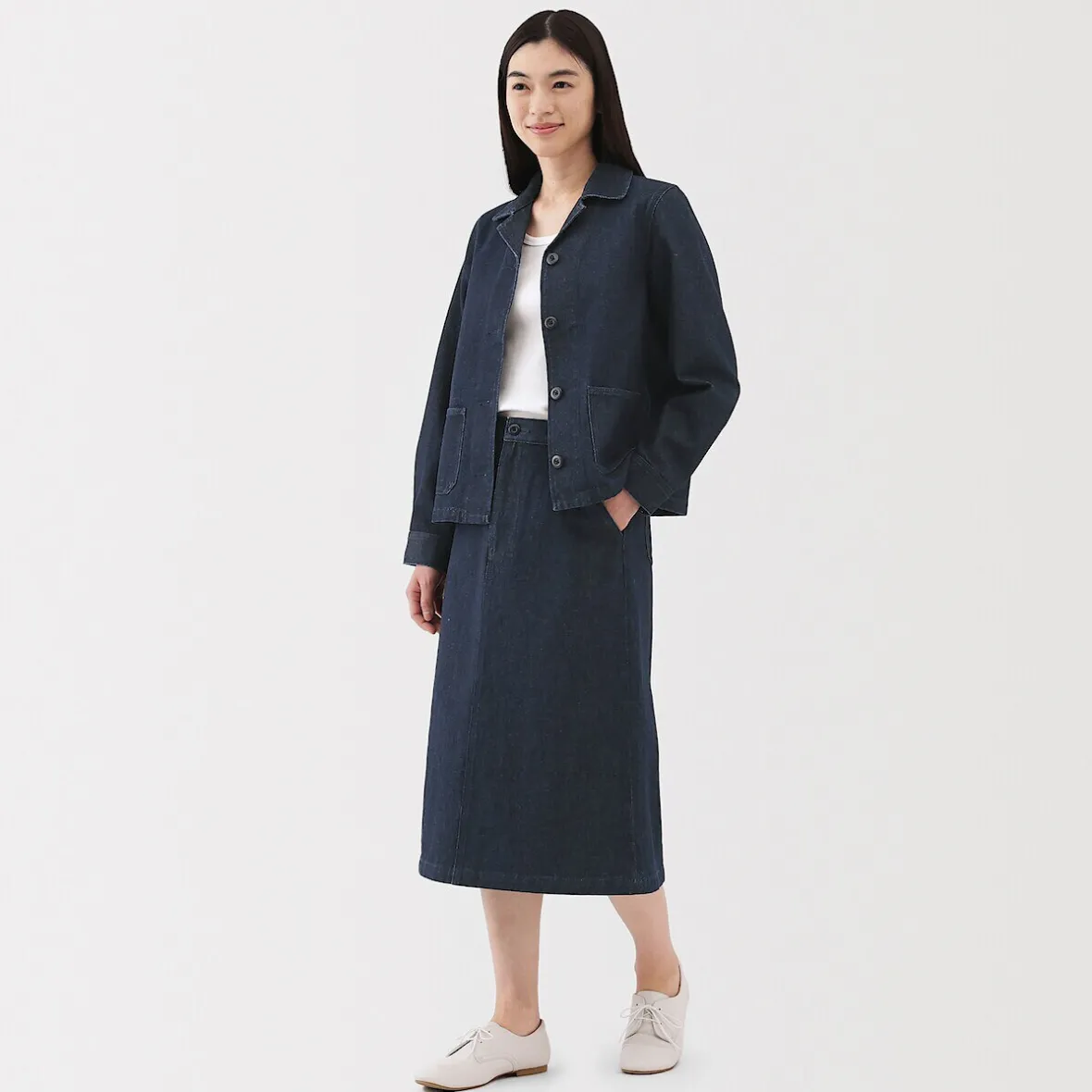 Muji Falda acampanada de mezcla de kapok para mujer