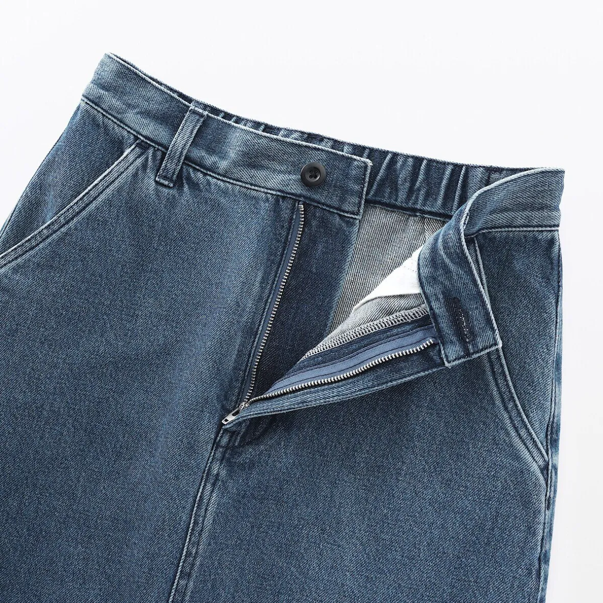 Muji Falda acampanada de mezcla de kapok para mujer