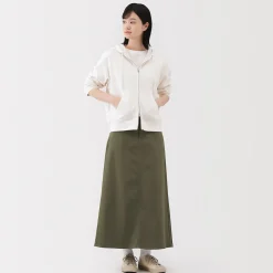 Best Muji Falda acampanada elástica de corte chino para mujer