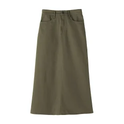 Best Muji Falda acampanada elástica de corte chino para mujer