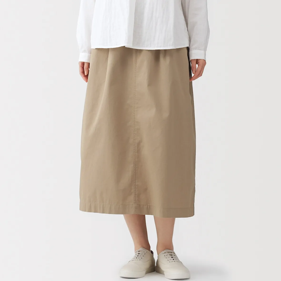 Sale Muji Falda cómoda de corte midi y algodón lavado para mujer