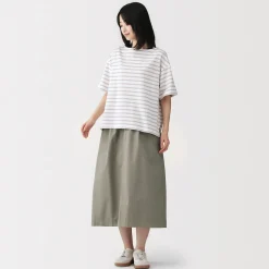 Sale Muji Falda cómoda de corte midi y algodón lavado para mujer
