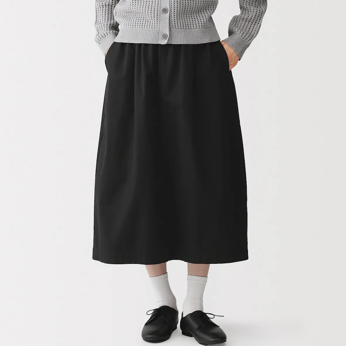 Sale Muji Falda cómoda de corte midi y algodón lavado para mujer